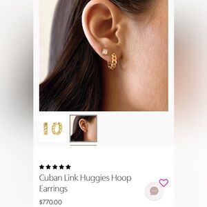 Baby Gold Cuban Link Gold Hoop Earrings